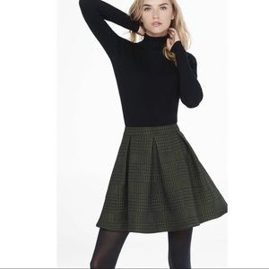 Express green and black pleated skater shirt